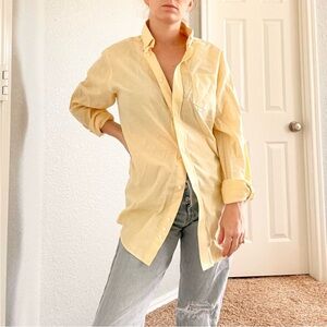 Izod Oversized Butter Yellow Button Down Top